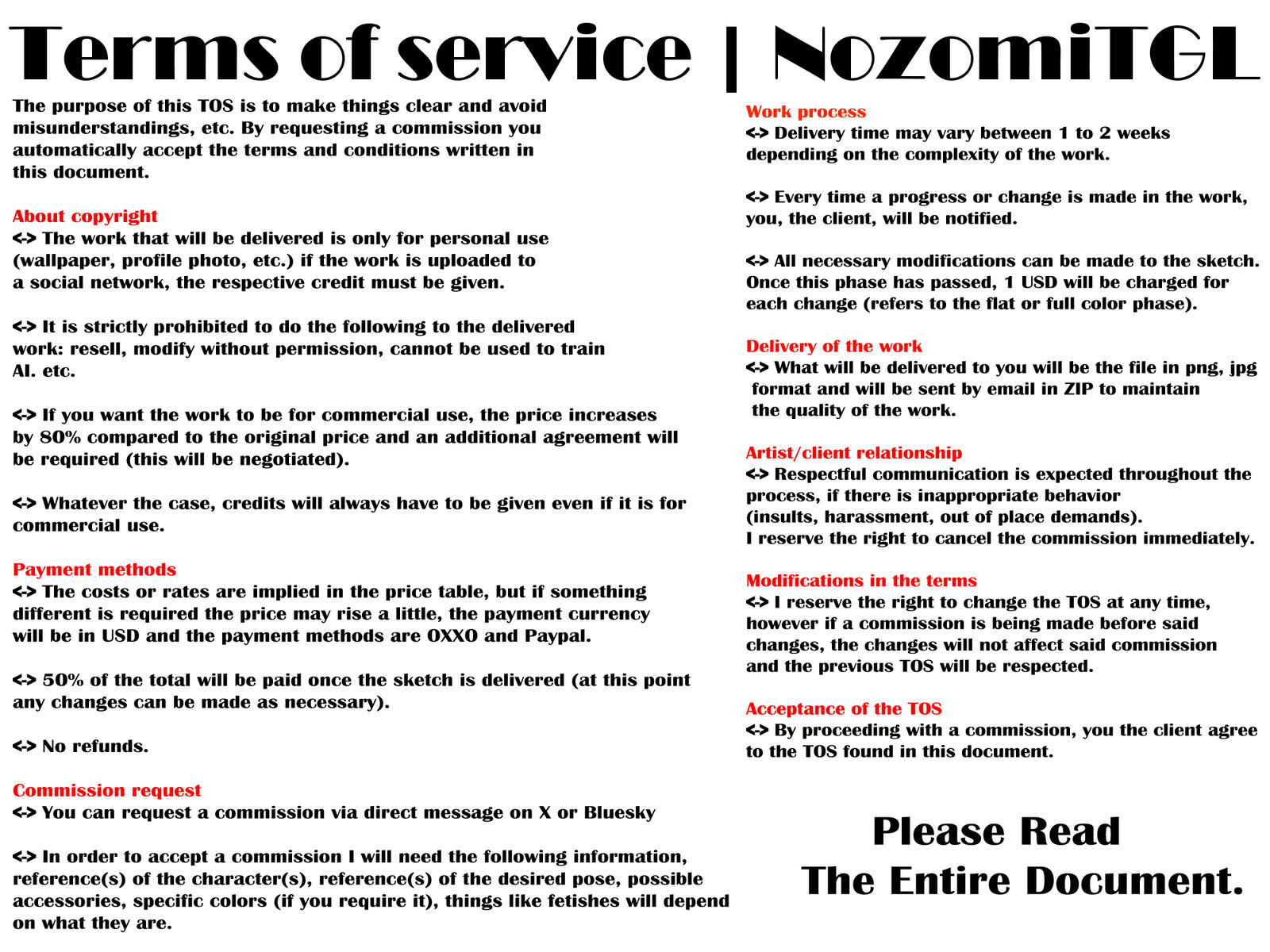 TOS - Please Read The Entire Document